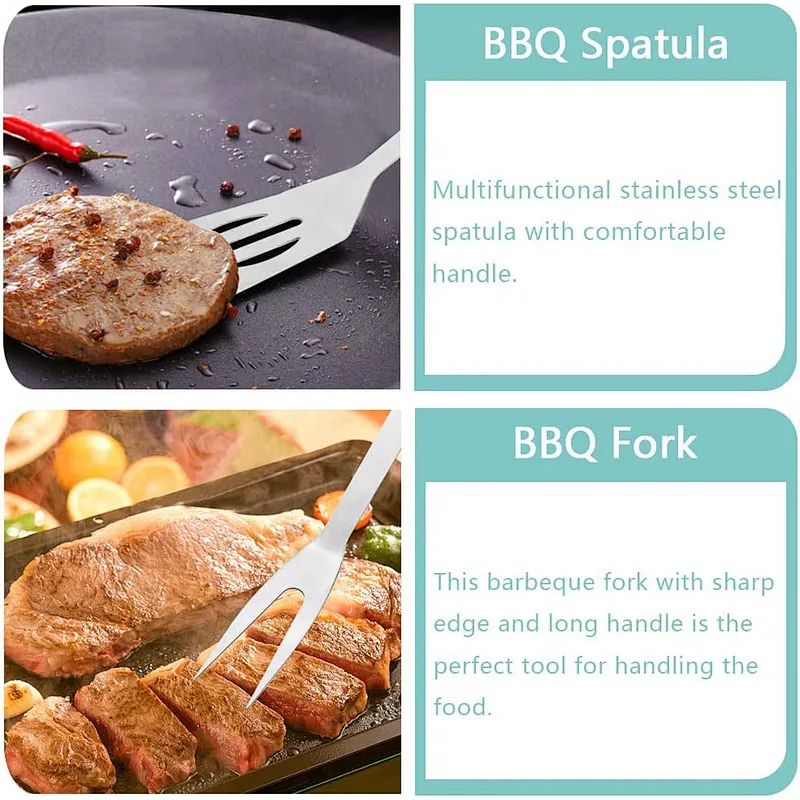 5Pcs BBQ Grill Tool Set Stainless Steel Barbecue Tools Set BBQ Grill Accessories